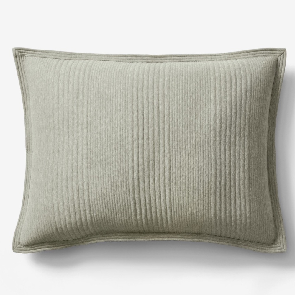 West Elm Quilted Ribbed Sham Pillow in Sage Green